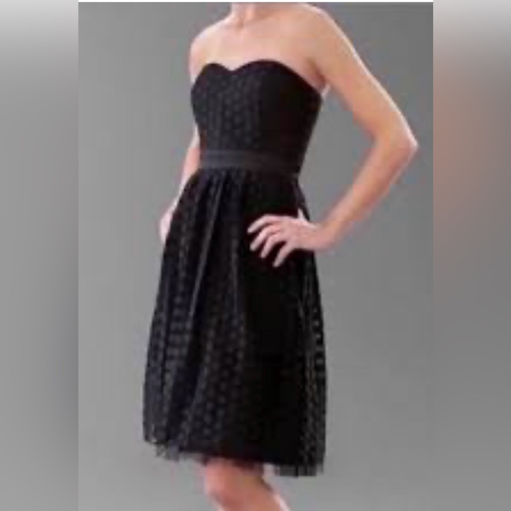 Women’s White House Black Market Black Strapless Whimsigoth Cocktail Polka Dot 8